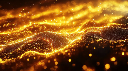Fototapeta premium Golden Abstract Art: Sparkling Waves of Luxury and Opulence