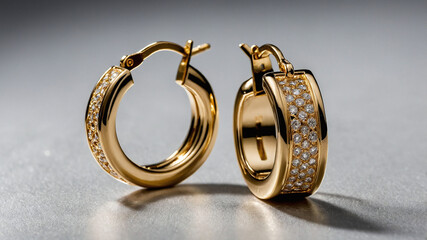 Golden wedding rings with diamonds and a luxurious, shiny design