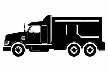 Modern Semi-Truck Line Art Illustration