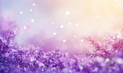 Obraz premium Lilac flowers spring blossom, sunny day light bokeh background