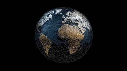 Fototapeta premium A high-tech digital globe showcasing an intricate network of global connections, representing worldwide digital communication