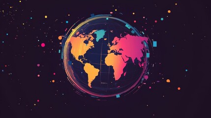 Fototapeta premium logistics network flat design front view global trade animation Split-complementary color scheme.