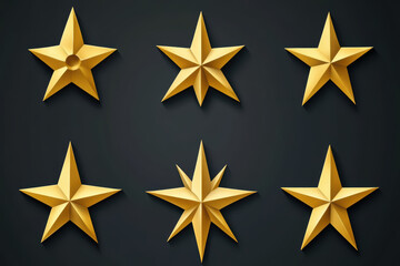 Stars collection. Star vector icons. Golden stars on black background graphic resource