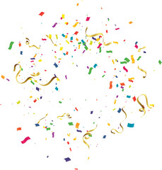 Confetti background. Colorful confetti on white background. Vector illustration