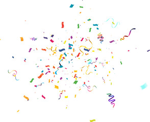 Confetti background. Colorful confetti on white background. Vector illustration