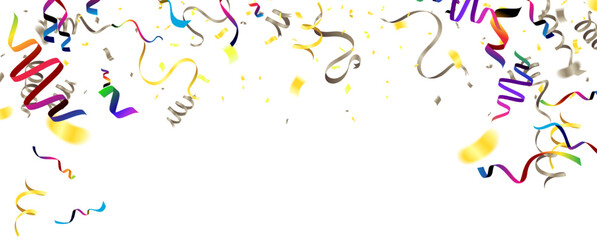 Confetti background. Colorful confetti on white background. Vector illustration