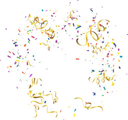 Confetti background. Colorful confetti on white background. Vector illustration