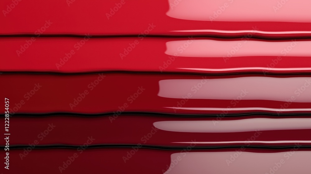 Aufkleber elegant red waves on smooth surface with glossy texture and depth