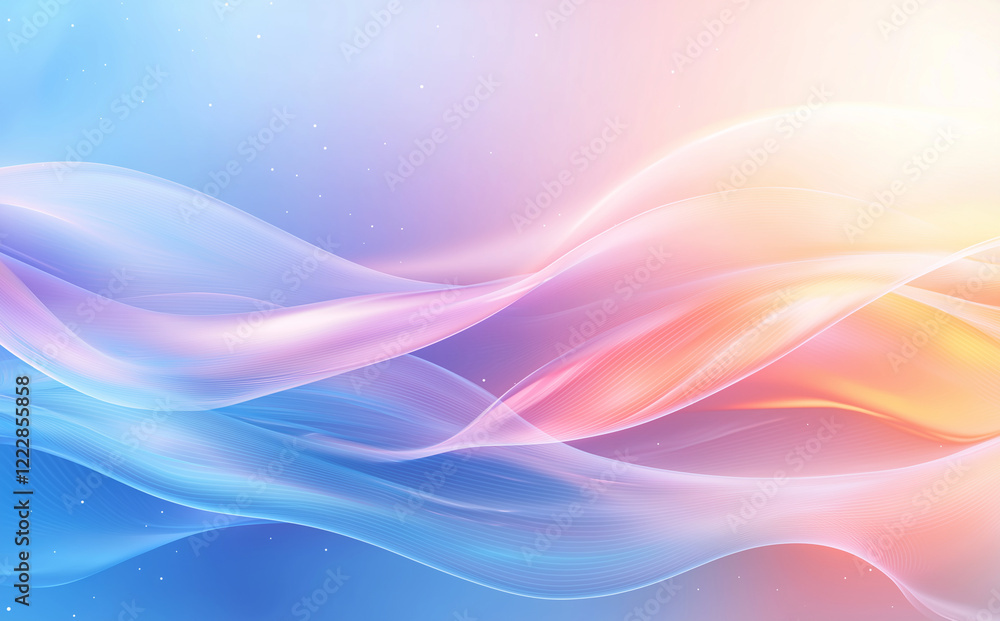 Aufkleber abstract fluid background with pastel blue and pink waves, creating serene and calming atmosphere. i