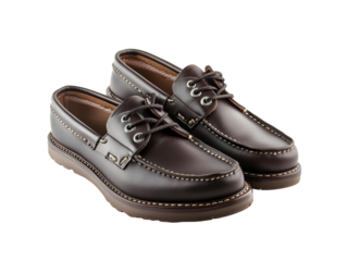 Isolated Angle View Textured Brown Leather Boat Shoes