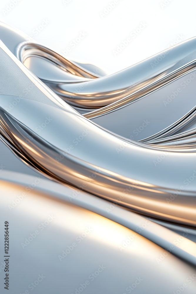 Aufkleber vein-like metallic forms intertwine to generate abstract silhouettes, glowing elegantly in silver an