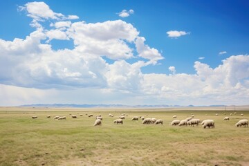 Fototapeta premium Blue sky livestock grazing animal.