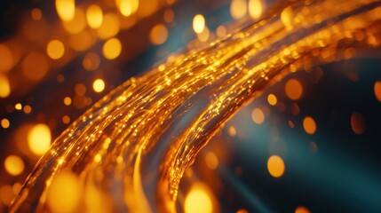 Naklejka premium Golden Light Stream Abstract Swirling Design