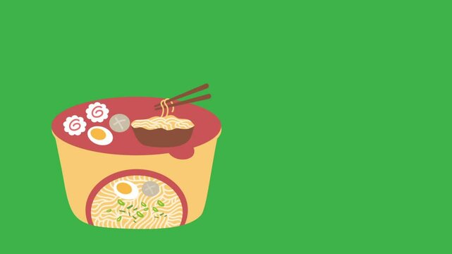 cup cooked instant noodles with steam