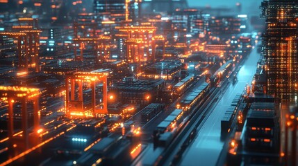 Logistics network, futuristic global trade routes, 3D illustration. 