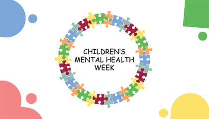 February is Children s Mental Health Awareness Week. Vector template Design for banner, greeting card, poster, prints, social media post ,flyer , T shirt with background.