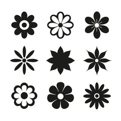 Minimalist Flower Silhouette Bundle Vector Design.