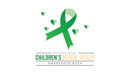 February is Children s Mental Health Awareness Week. Vector template Design for banner, greeting card, poster, prints, social media post ,flyer , T shirt with background.