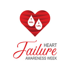 February is Heart Failure Awareness Week. Vector template Design for banner, greeting card, poster, prints, social media post ,flyer , T shirt with background.
