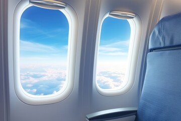 Fototapeta premium Airplan window view airplane aircraft porthole.