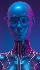Android in neon-lit futuristic glasses