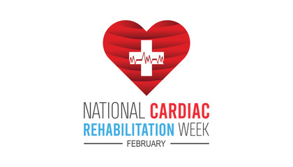 February is National Cardiac Rehabilitation Week. Vector template Design for banner, greeting card, poster, prints, social media post ,flyer , T shirt with background.