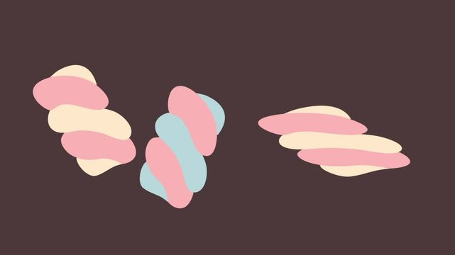 Rotating colorful marshmallows sweet animation