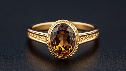 Smoky Quartz Gold Ring: An elegant oval-cut smoky quartz gemstone is exquisitely set in a 14k gold ring, its intricate braided detailing adding a touch of vintage charm.