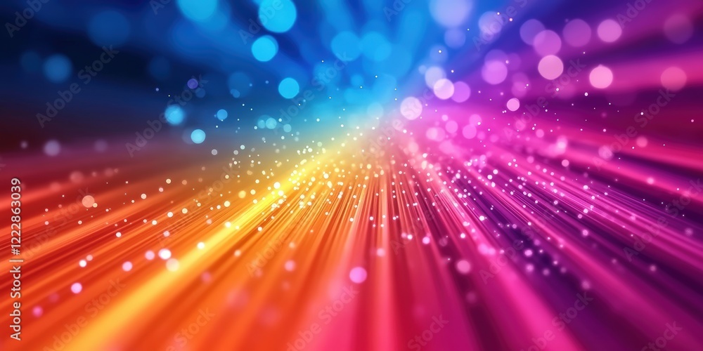 Aufkleber colorful abstract background featuring rays of light with bokeh effect in vivid colors of blue, purp