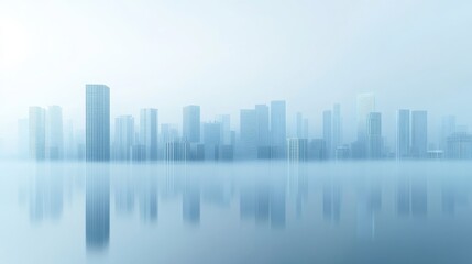 Fototapeta premium Urban skyline shrouded in smog, hazy atmosphere, 3D illustration. 
