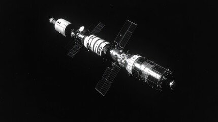 Spacecraft orbiting Earth in deep space