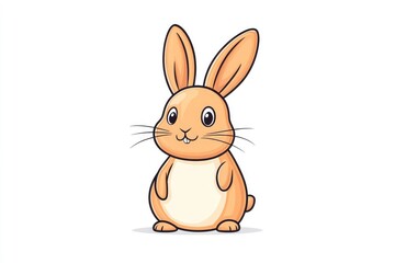 Fototapeta premium Cute cartoon rabbit standing upright with a friendly expression, set against a simple white background