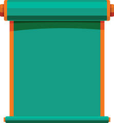 Green scroll with orange border unrolling, presenting empty space ready for customization