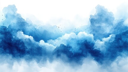 Fototapeta premium Serene Abstract Blue Watercolor Background with Soft Clouds and Textured Layering for Creative Projects and Design Needs