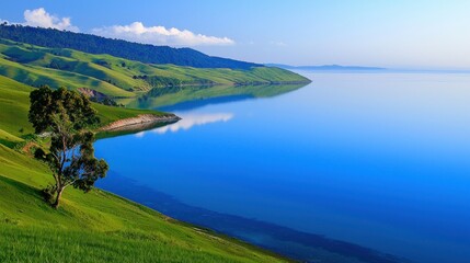 Tranquil Lake and Coastal Hills