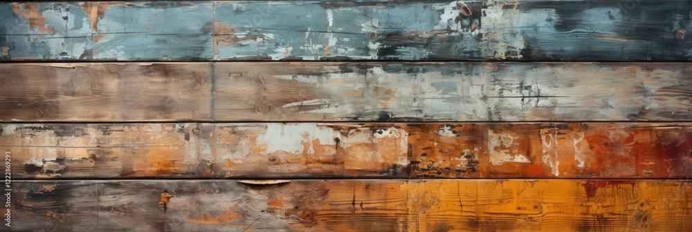 Poster scratched encaustic wood panel background with grunge and mod elements in earthy tones for creative 