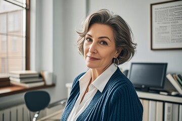 there is a woman standing in front of a window in a room