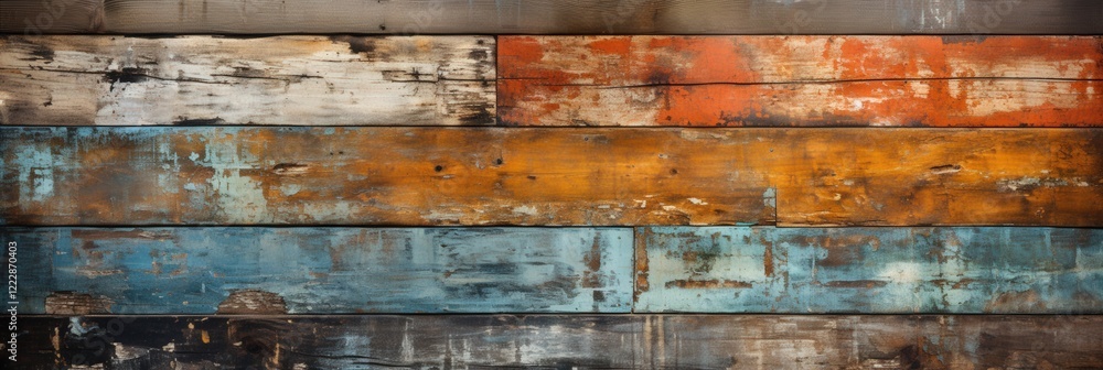 Poster grunge textured background with scratched encaustic wooden planks, perfect for creative projects and