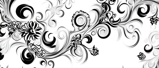 Abstract sak yan art, Thai sacred patterns, clean black lines on white, spiritual and minimalist design