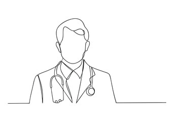 Fototapeta premium Continuous One-Line Drawing of a Male Doctor - Minimalist Medical Art