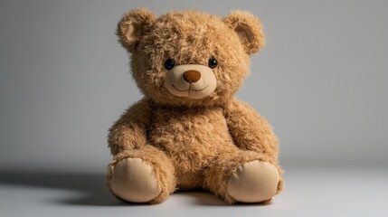 Fototapeta premium Teddy bear on a gray background, soft focus, toning