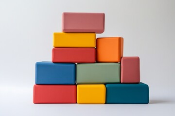 Obraz premium Colorful Stacking Blocks - A Playful Learning Experience