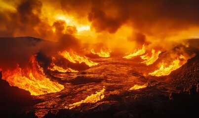 lanet is on fire and surrounded by smoke. The fire is so intense that it has melted the planet's surface