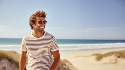 Summer fashion sunglasses beach standing.