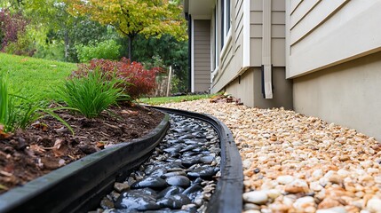 Establishing a French drain to facilitate rainwater drainage around the building.