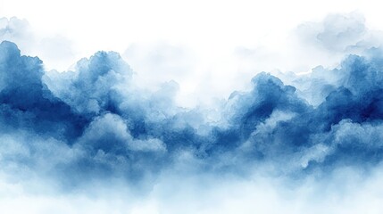 Fototapeta premium Abstract Blue Watercolor Background with Soft Cloud Textures for Creative Design and Artistic Projects