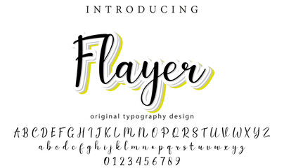 Flayer Font Stylish brush painted an uppercase vector letters, alphabet, typeface