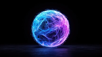 Glowing energy sphere, dark background, abstract art, digital design