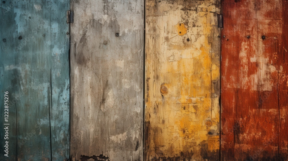 Aufkleber scratched and weathered wooden panels in encaustic style featuring grunge and modern elements for ba