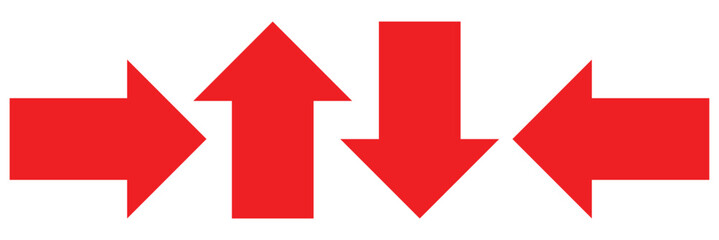 set of red arrow direction symbol. stroke outline red arrow direction symbol vector illustration eps 10.